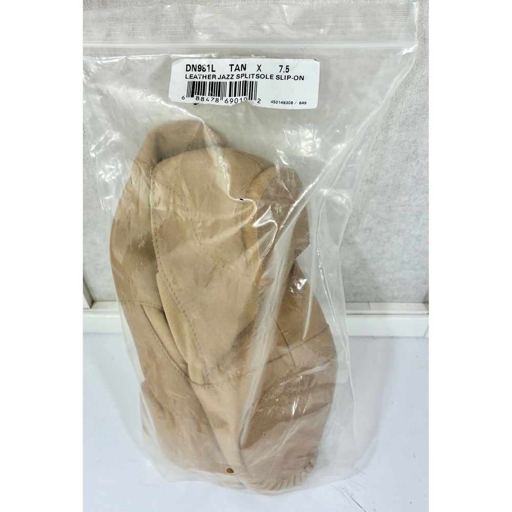 Dance Now DN981L Tan Leather Jazz Splitsole Slip-On Shoes 7.5